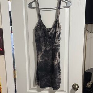 Tie-Dye Slip Dress in Black and Gray